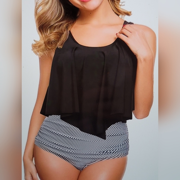 NWT High Waisted Ruched Slimming Flounce Ruffle slimming Bikini Swim Suit XXL - Picture 2 of 11